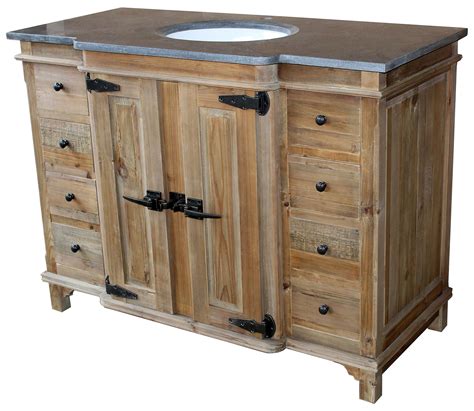 This piece of furniture is created for a bathroom use. . Unfinished rustic bathroom vanities